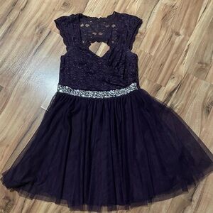 Y2K Deb Dark Purple Bling Lace Prom Dress Sz 14